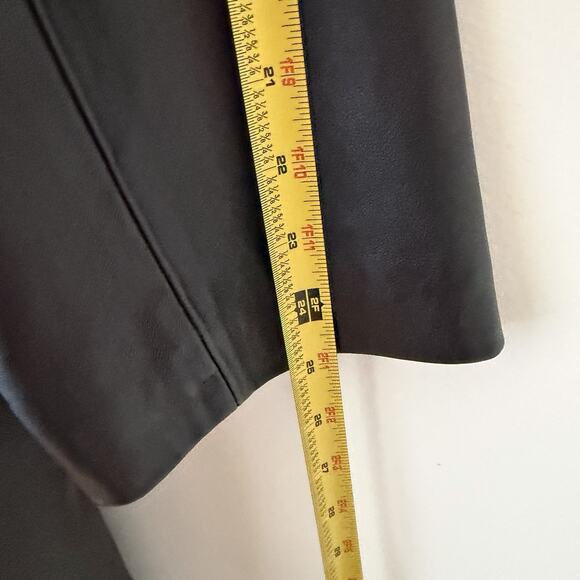 Centigrade Black Leather Long Trench Coat Women’s L Matrix Grunge Minimalist - Picture 8 of 11